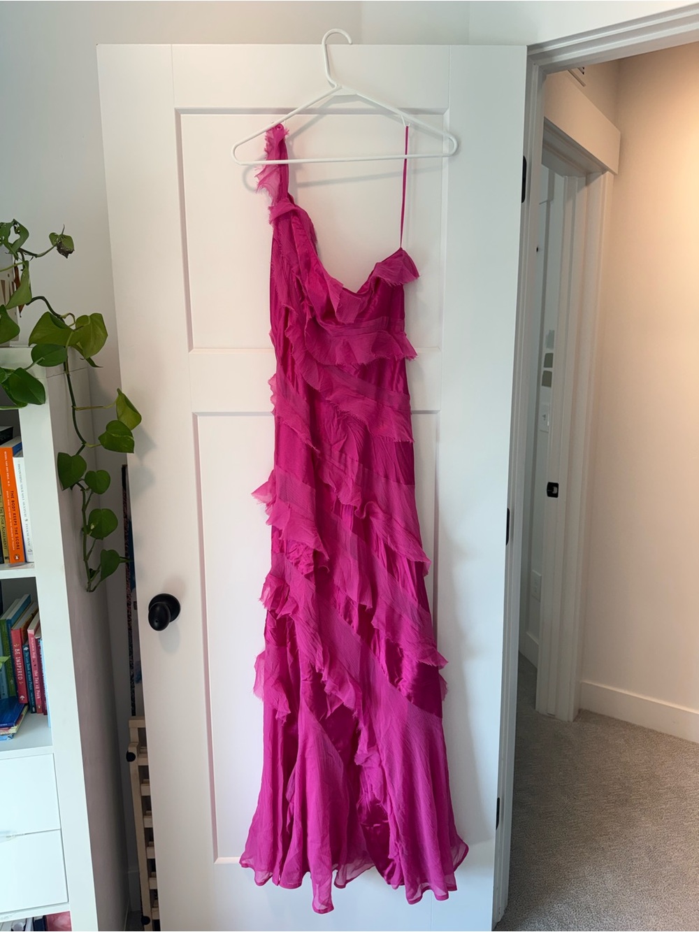 ASOS Hot Pink One-Shoulder Ruffle Maxi Dress - Picture 3 of 4